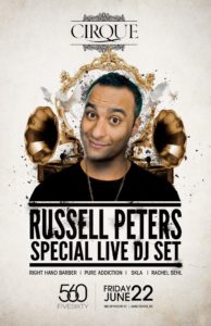 In addition to his stand-up, Russell Peters is apparently a DJ too. Who knew?