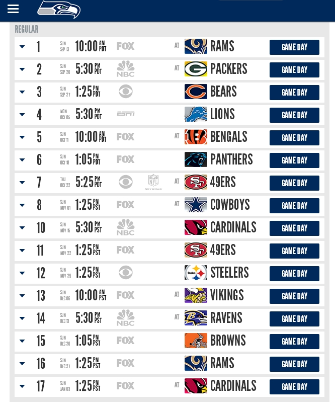 2015 Seattle Seahawks schedule